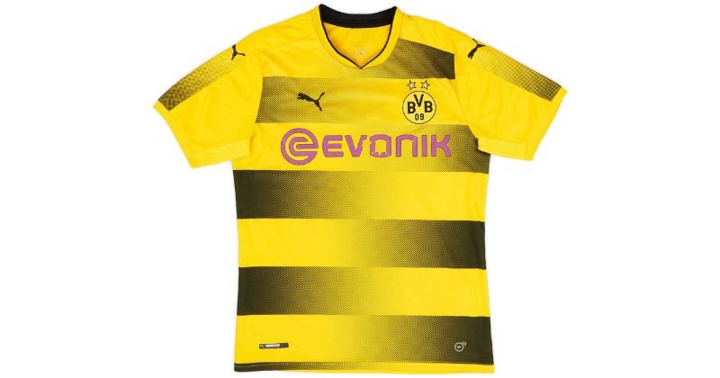 borussia dortmund 2017-18 home shirt in yellow with black stripes